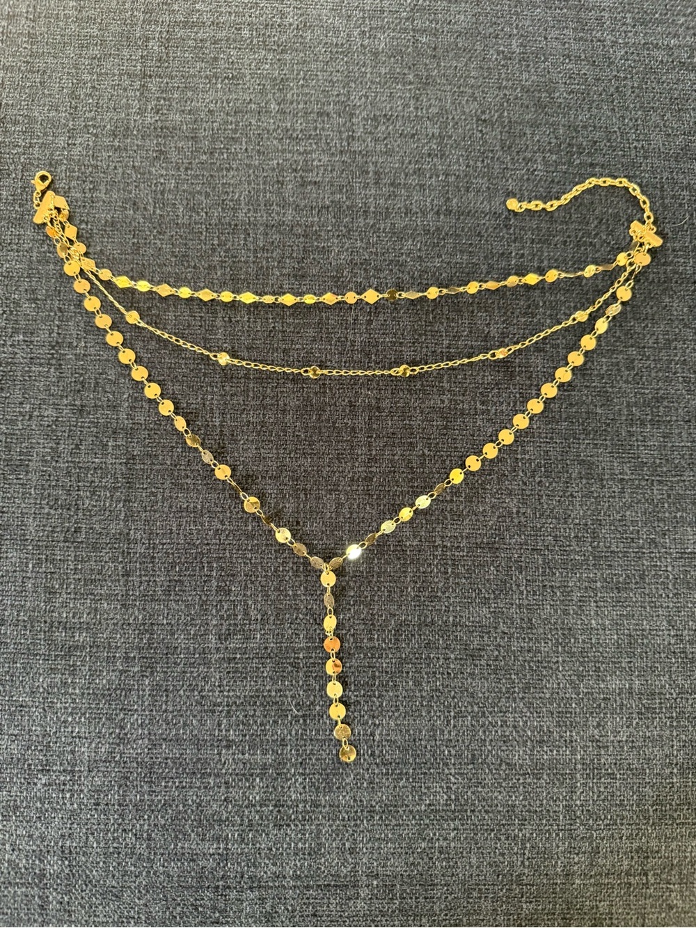 Gold Layered Disc Y-Chain Necklace - Women Jewelry